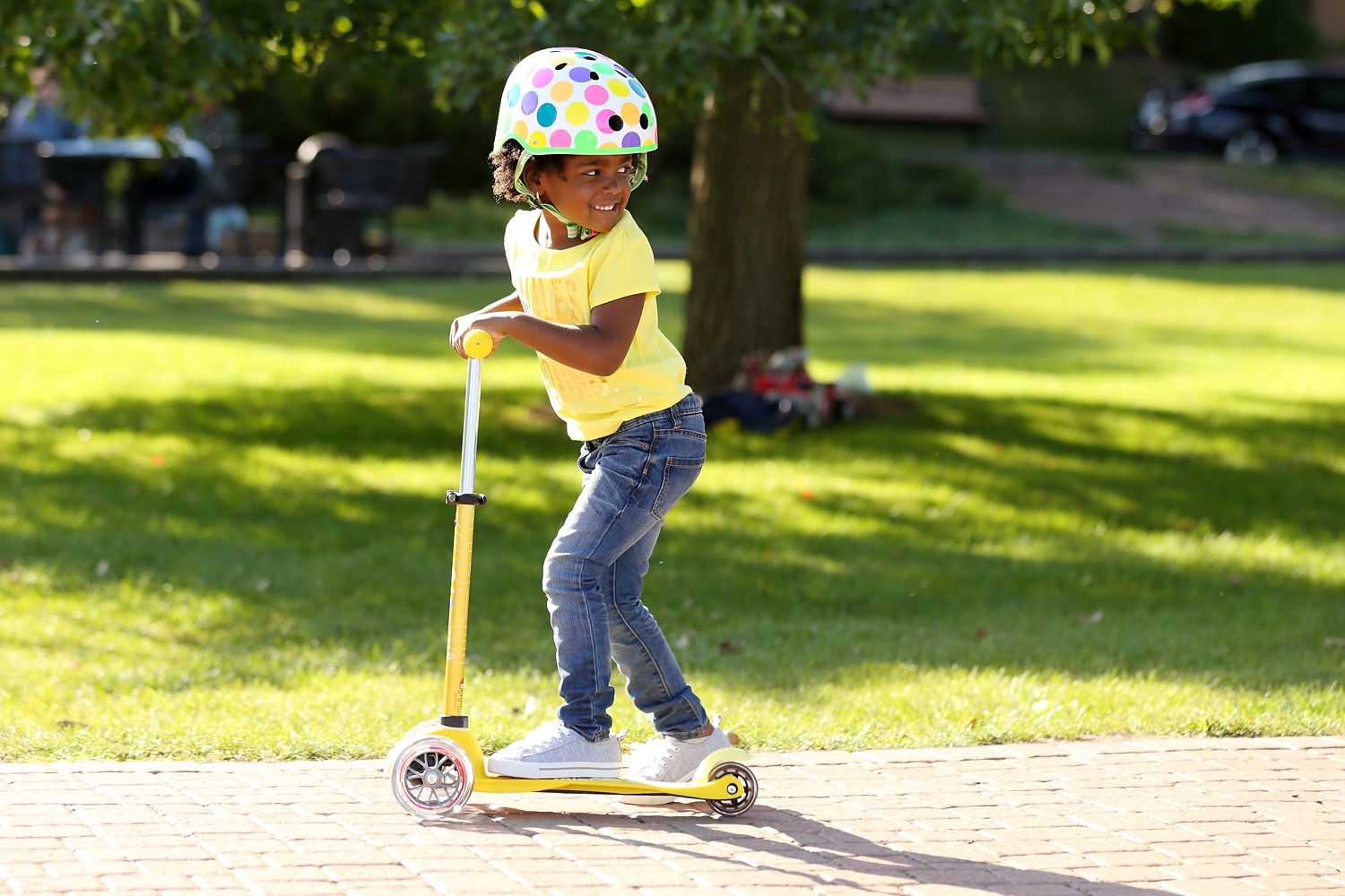 Hulajnoga Mini Micro Deluxe LED Yellow koła LED Hamulec tak