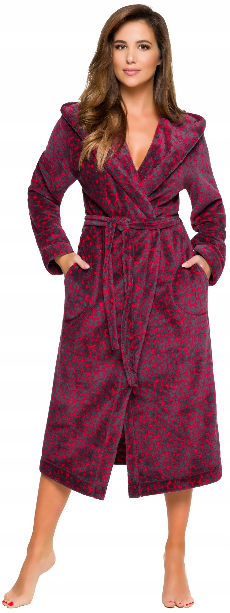 DŁUGI CIEPŁY PUCHOWY DAMSKI SZLAFROK PODOMKA XXL Kolor wielokolorowy