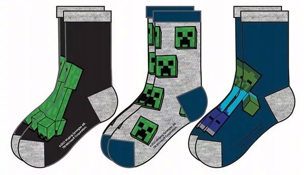 

Skarpetki Minecraft Gra Creeper 3PAK Zestaw