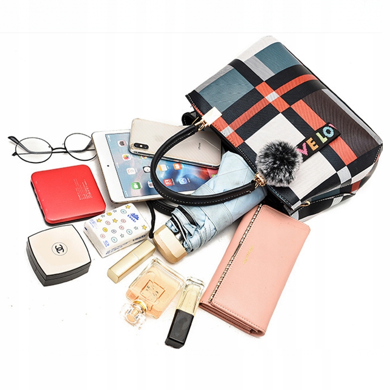 TOREBKA DAMSKA W KRATKĘ MIEJSKA TORBA STYLOWA ELEGANCKA POJEMNA MODNA Materiał dominujący akryl