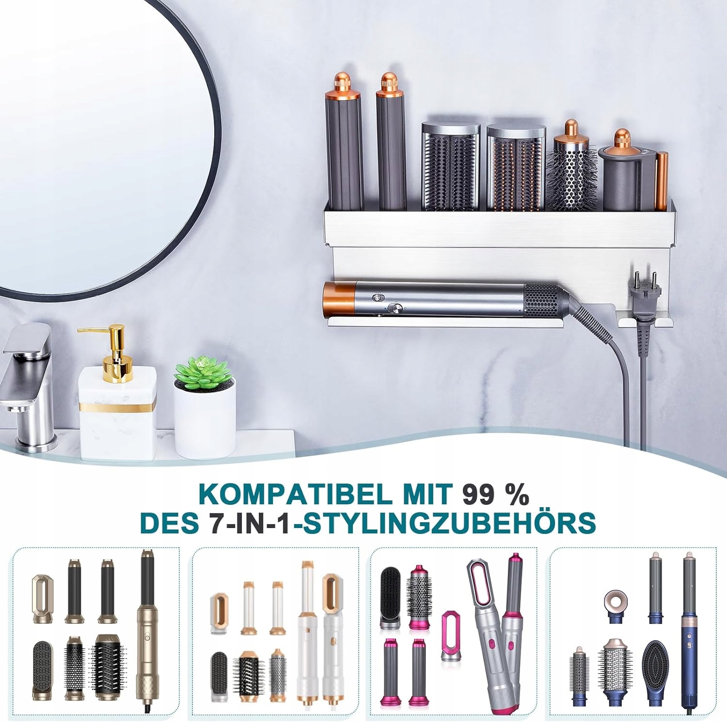 Yybo Nástěnný držák na sušičku bez vrtání z nerezové oceli 7 v 1