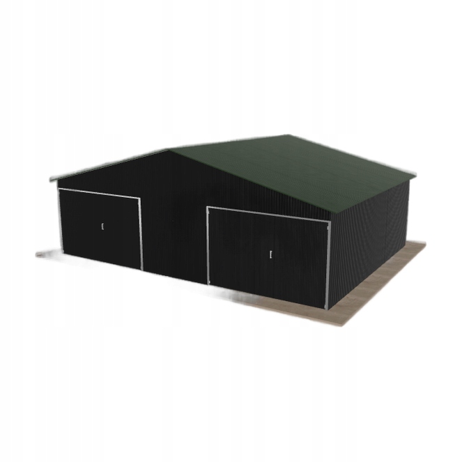 Plechová garáž 8x6 m dvoupolohová, dvoupolohová, černá