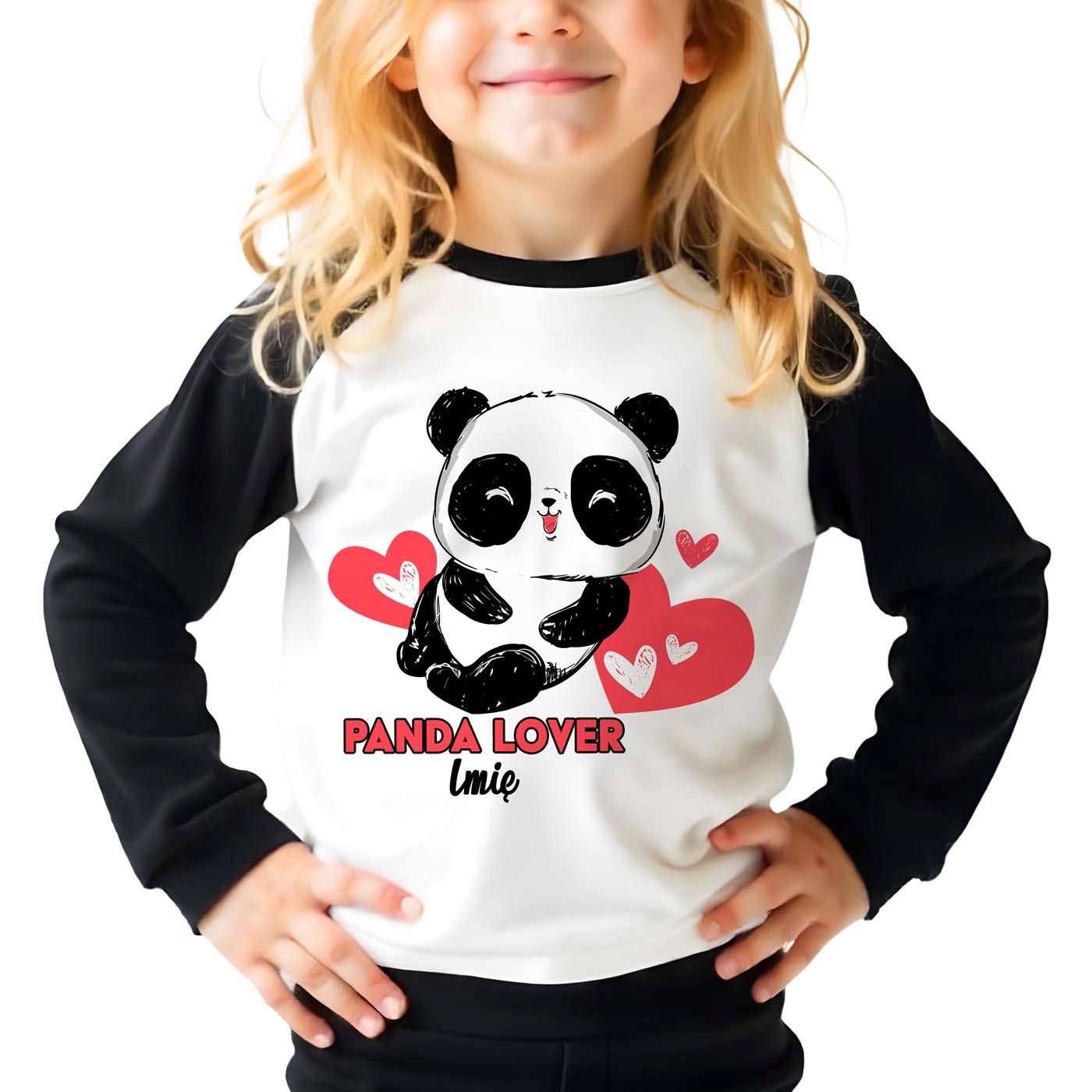 Piżama Czarna Dziecięca Z Długim Rękawem Panda Lover Imię Dziecka 152cm