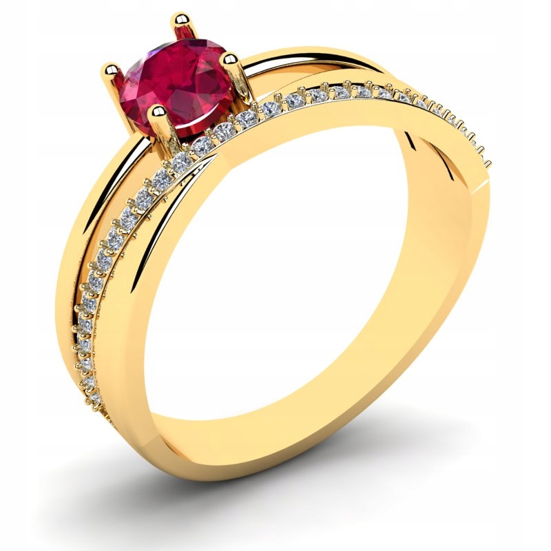 

Pierścionek Złoty Rubin Z Brylantami 0,75CT