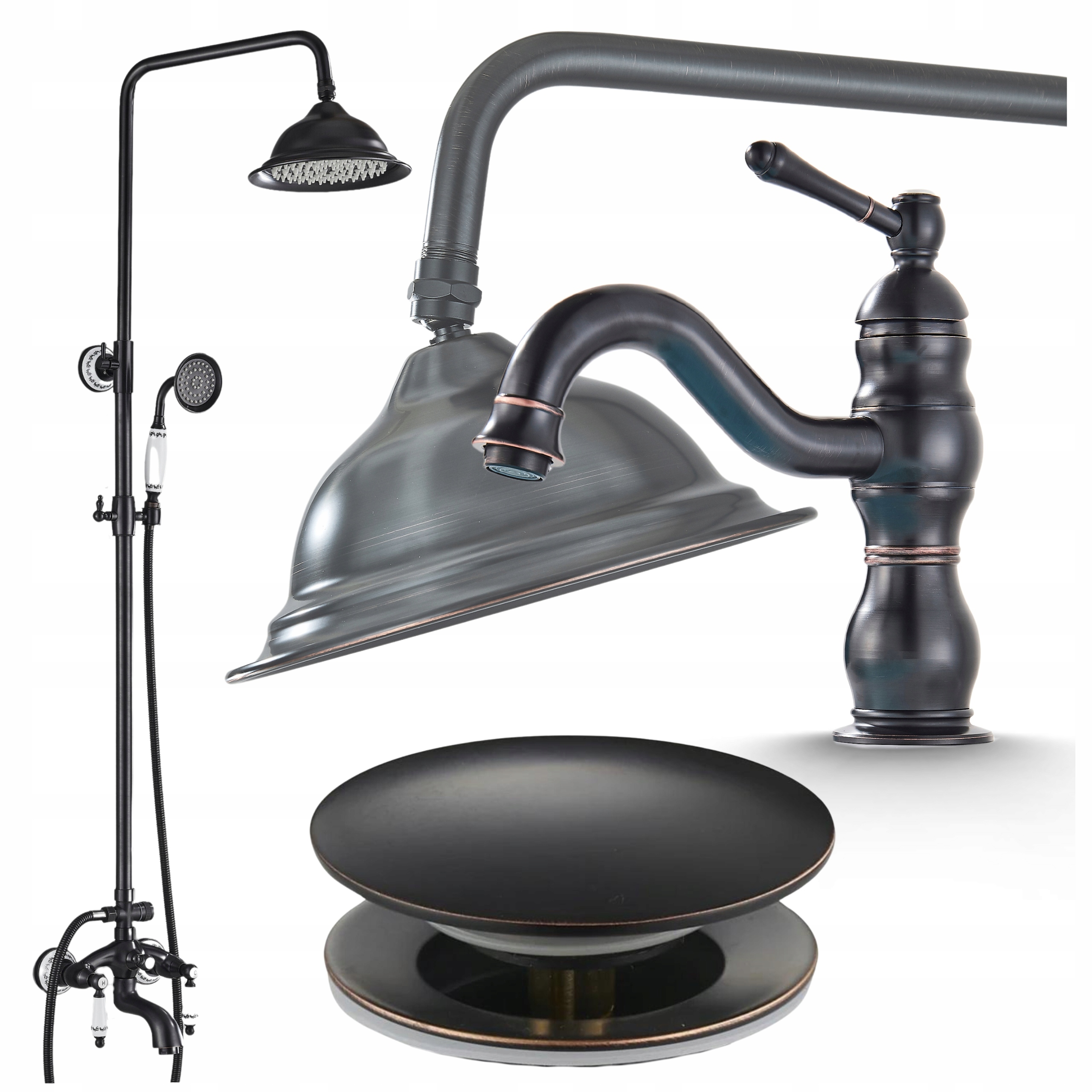 Kohútik do umývadla čierny s otočným stojanovým výtokom Retro Set Do Kúpeľne