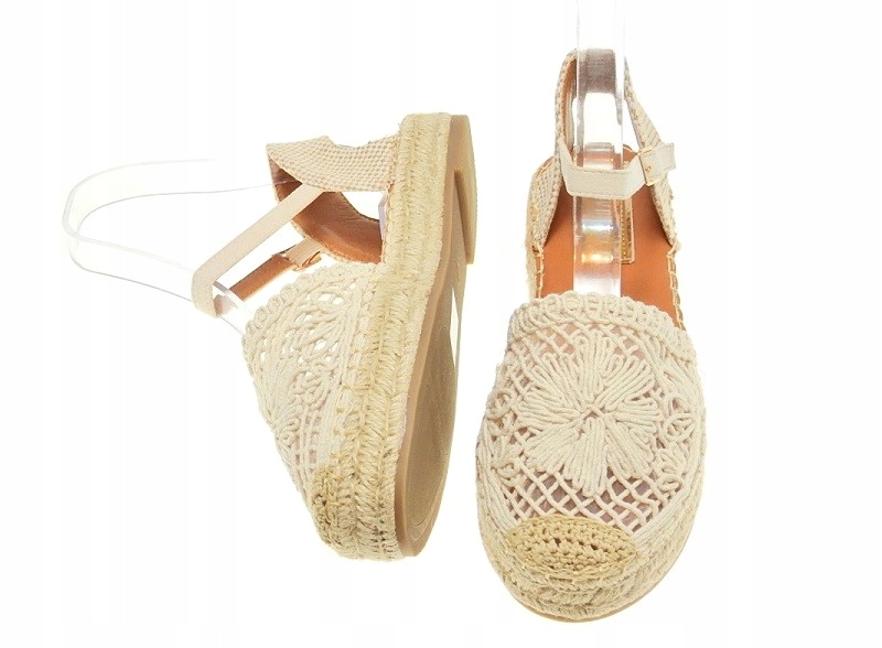 Płaskie Espadryle Ażurowe Beige r.39 Rozmiar 39
