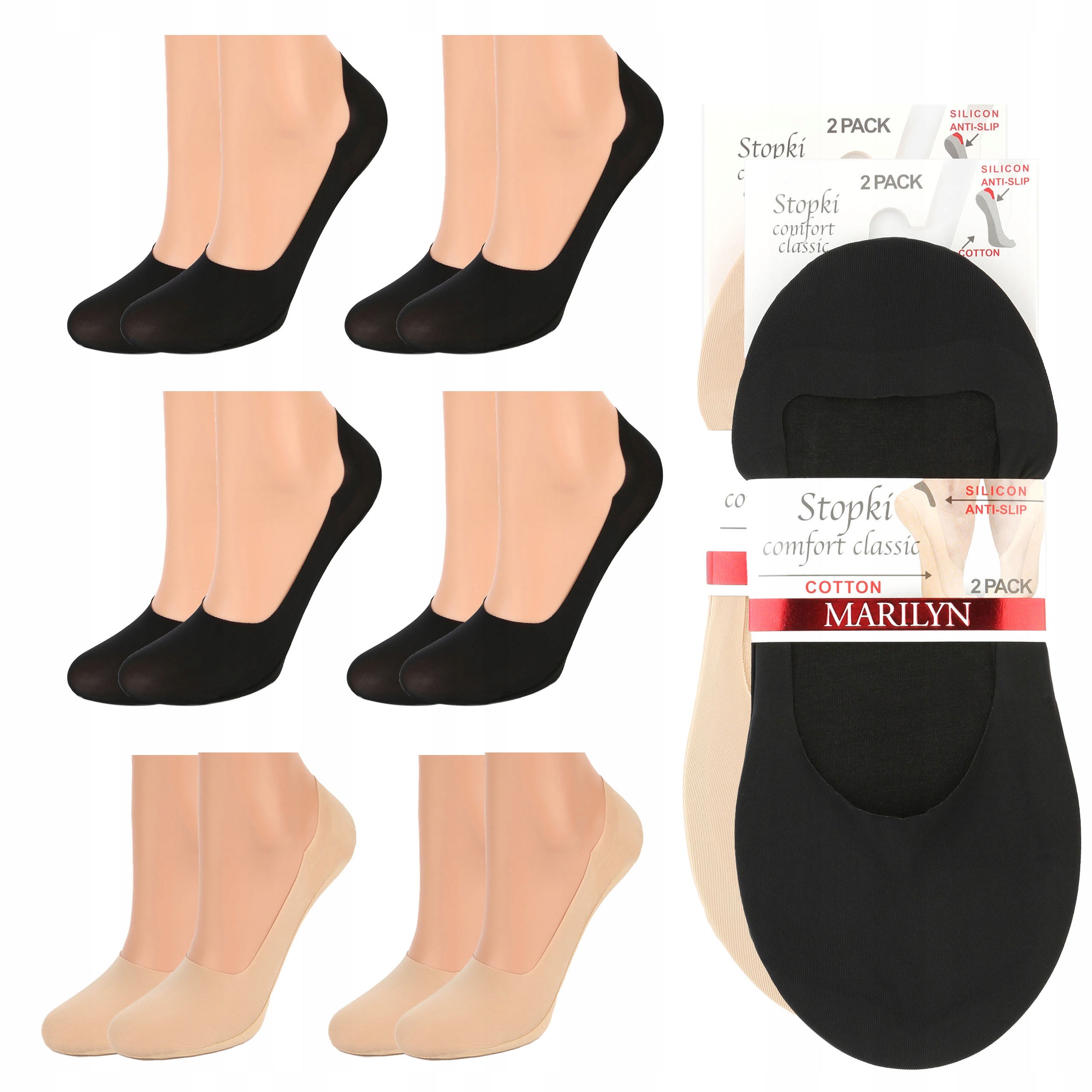Členkové Ponožky dámske na balerínky so silikónom Comfort Classic Marilyn 6 párov