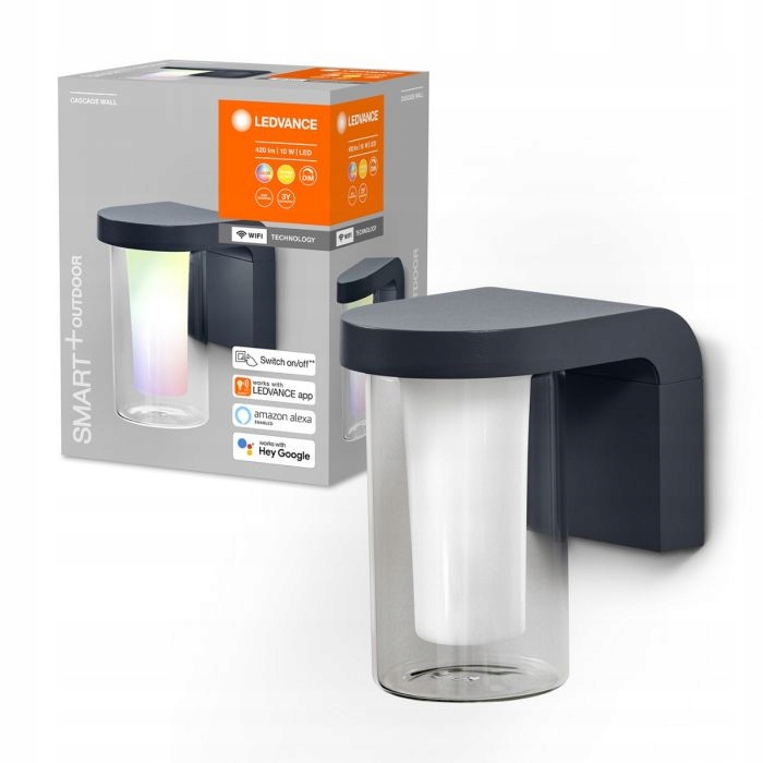 Ledvance Cascade Zahradní nástěnné svítidlo Smart+ Wifi IP44 10W 3000K Rgbw šedé