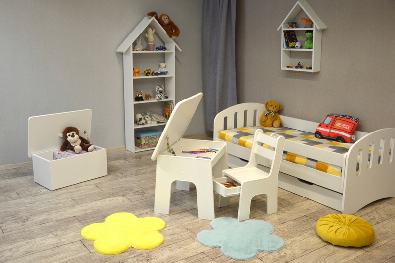 Krzesło z szufladą i otwierany stolik dla dziecka Biały kolory K2 Marka Kids-Mebel