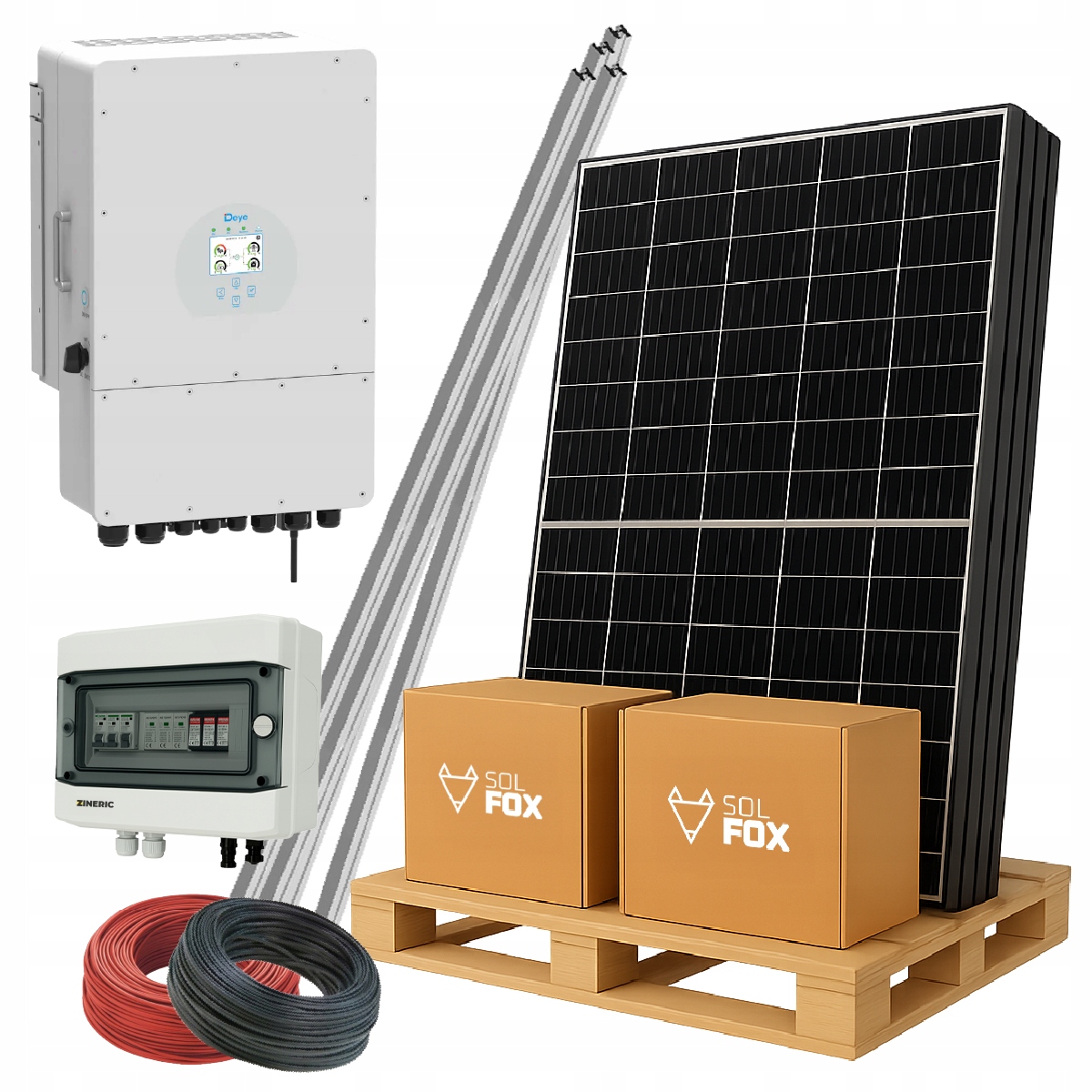 Sada měničů Deye Hybridní 10 kW Ja Solar 510 W Černá Rama 20 ks