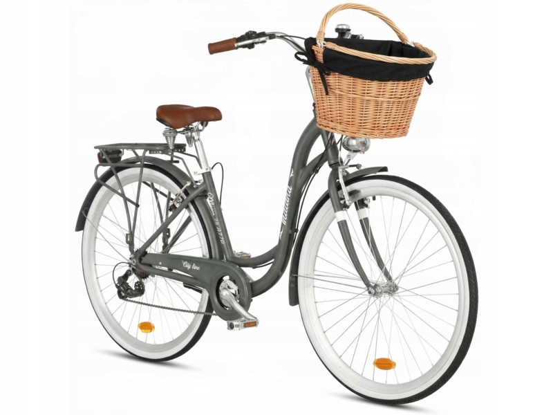 Rower miejski Indiana Moena A7ZP 28 cali Deli damski Szary Koszyk+ Wkład