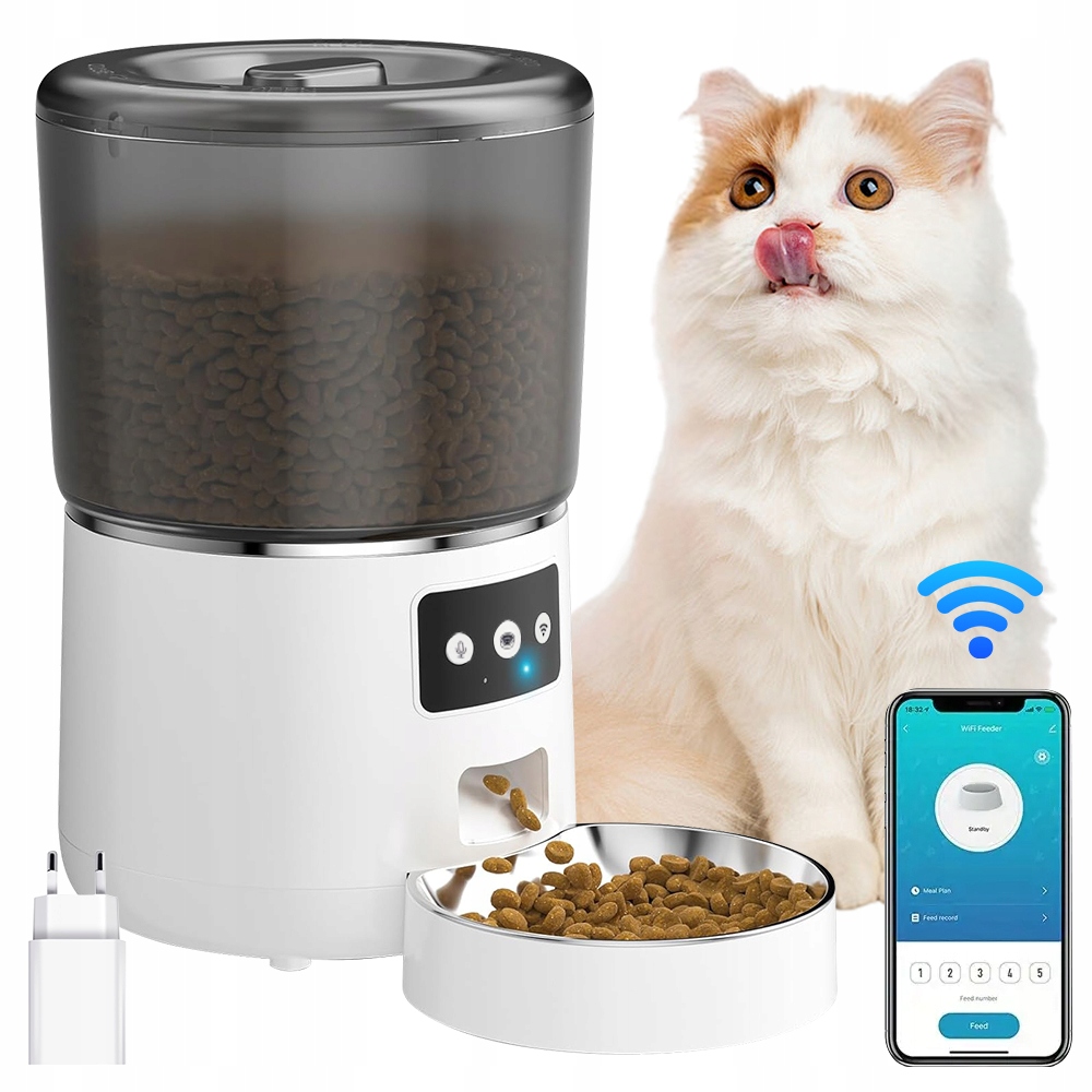 Levně Automatický Dávkovač Krmiva Pro Kočky Wifi 4L Z Nerezové Oceli