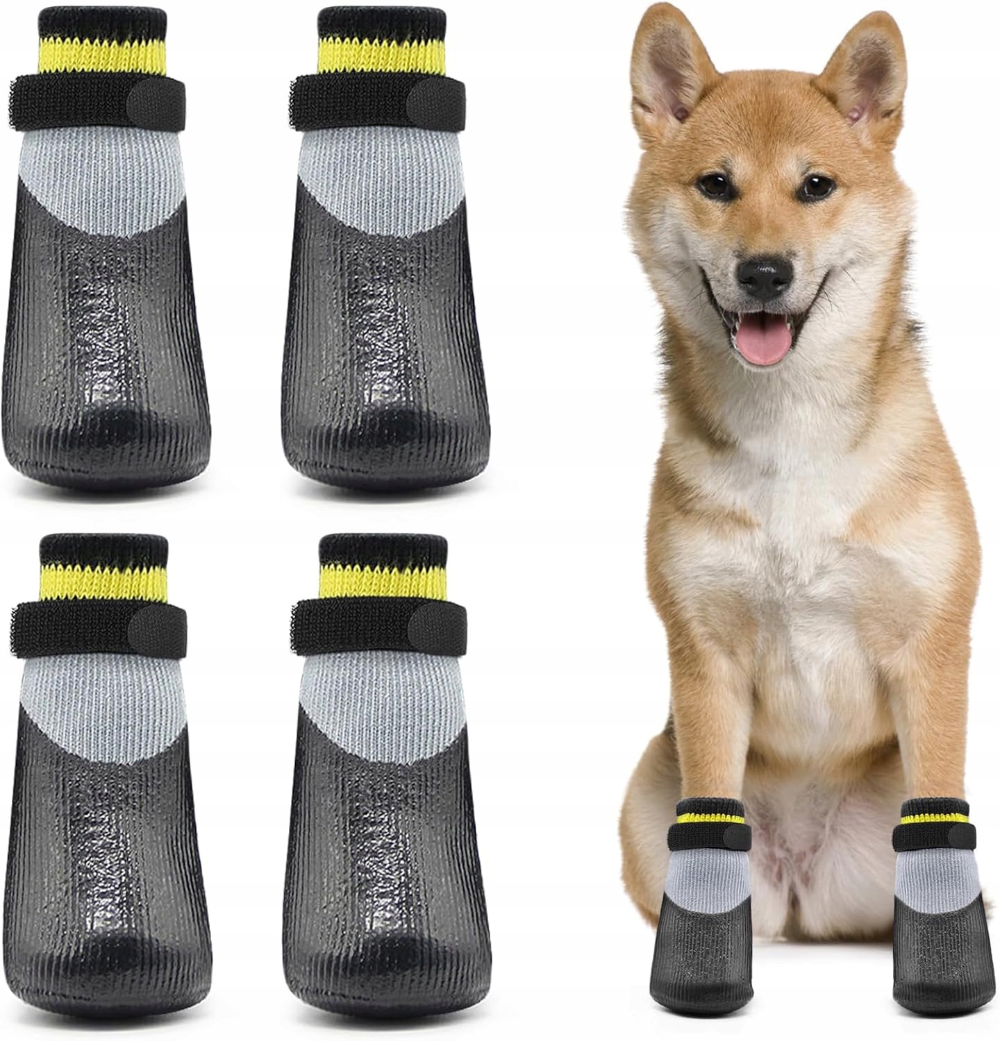 Levně 4 kusy Voděodolné protiskluzové ponožky pro psa, Šedé