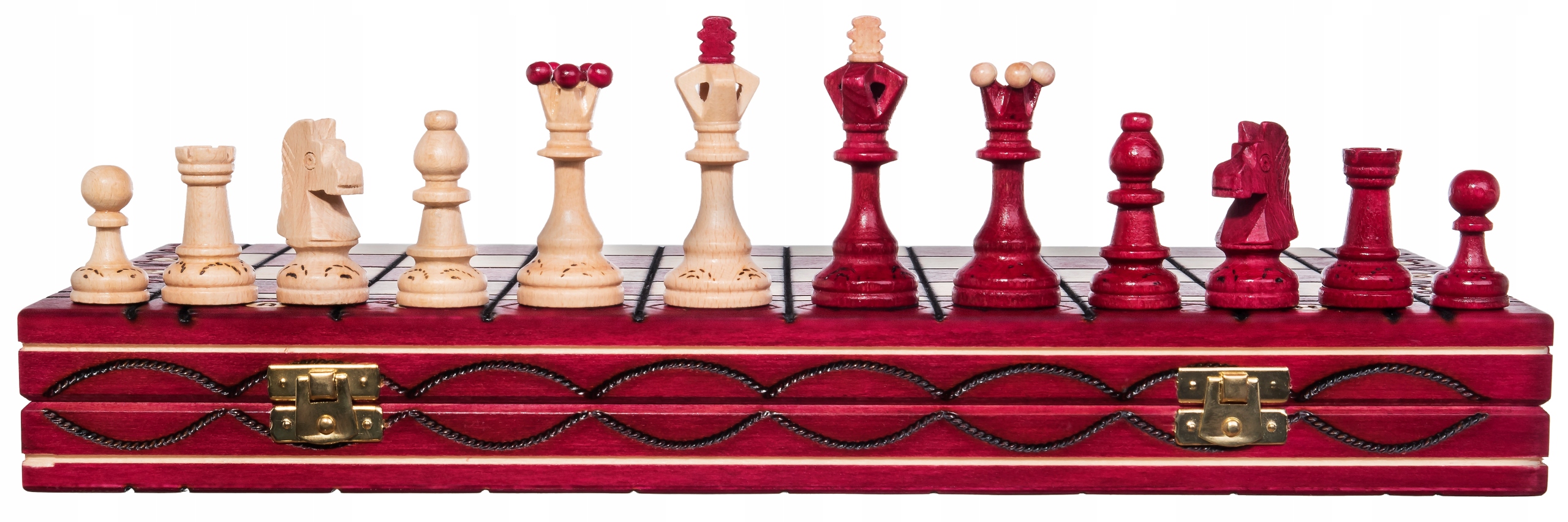 SZACHY SENATOR DREWNIANE CZERWONE 42 DUŻE WYPALANE KLASYCZNE GRA PLANSZOWA Nazwa CHESSCHECK Szachy drewniane Senator czerwony