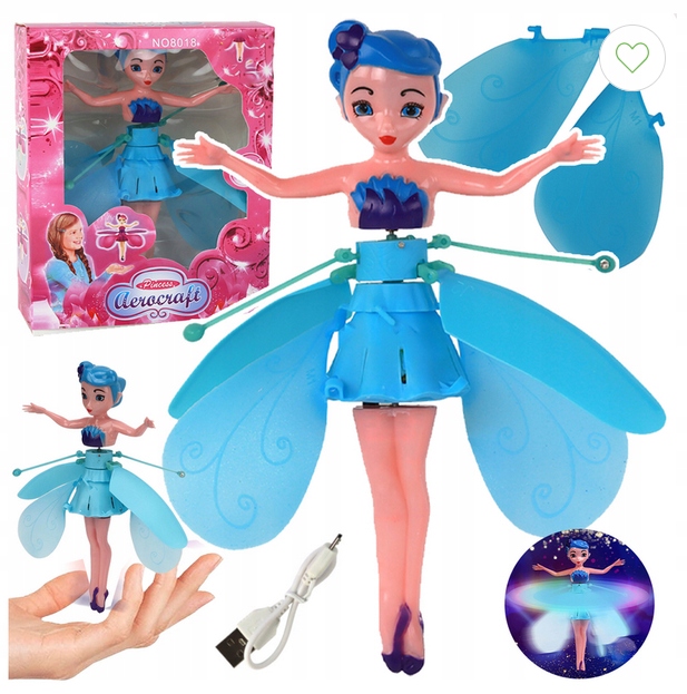 USB LED FLYING FAIRY DOLL С РУЧНЫМ УПРАВЛЕНИЕМ-СИНИЙ