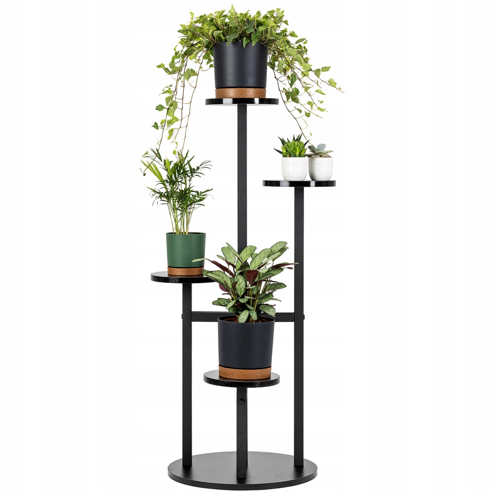 Univerzálny stojan na kvety Fino čierny, 4-úrovňový kvetinový záhon