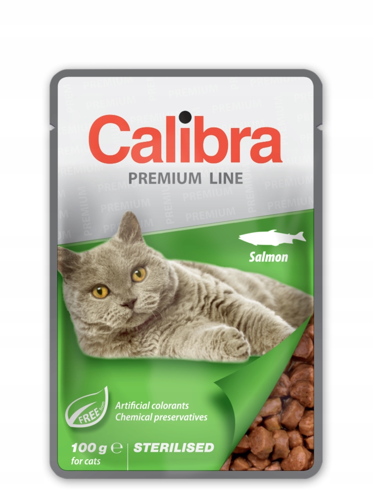 5X Calibra Cat Premium Sterilised Salmon vlhké krmivo pro kastrované kočky s lososem 100g