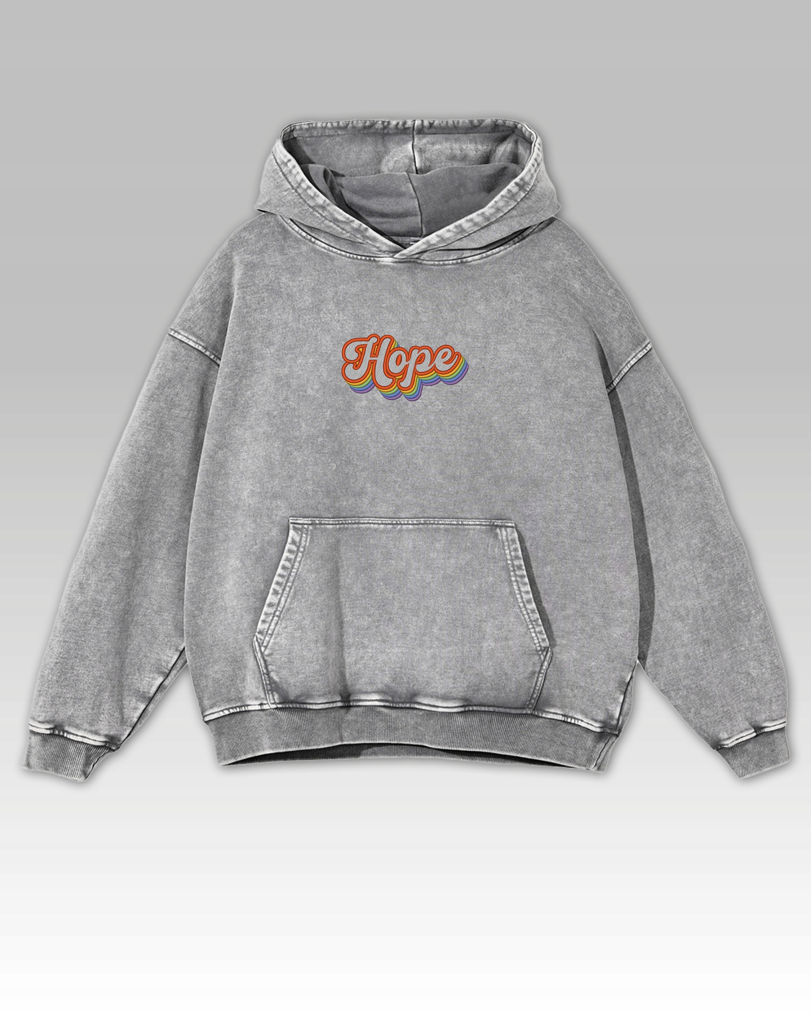 Mikina s výšivkou Hope Oversize Sprana Retro Naděje Vintage Šedá L