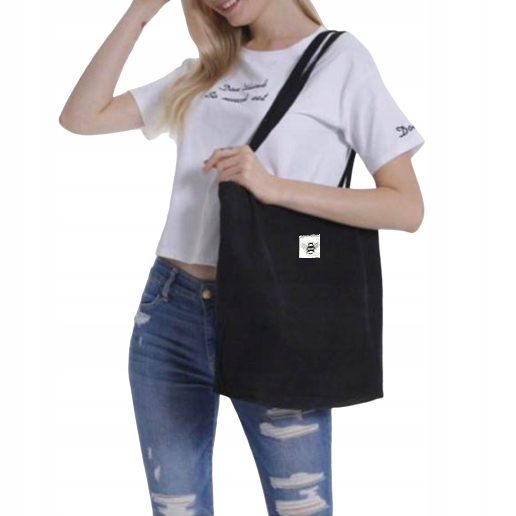 

Sztruksowa Torebka Torba Worek Szoperka Bag Czarna