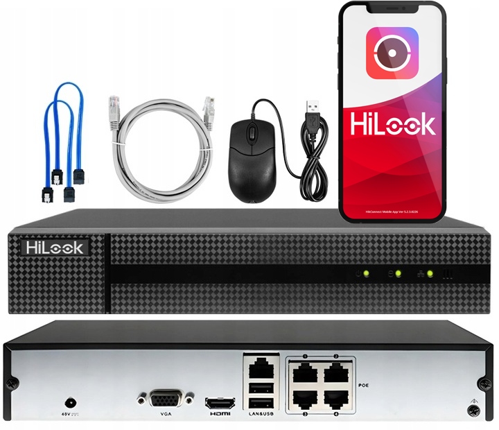 Rejestrator IP ze switch'em 4x PoE do 4Mpx HiLook NVR-4CH-4MP/4P Aplikacja