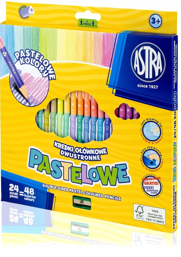 

Astra Kredki dwustronne pastelowe 24=48 kolorów