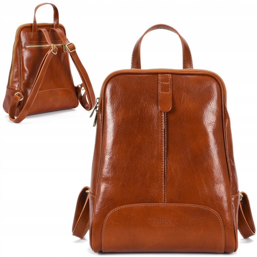 

Miejski plecak damski retro vintage skórzany camel