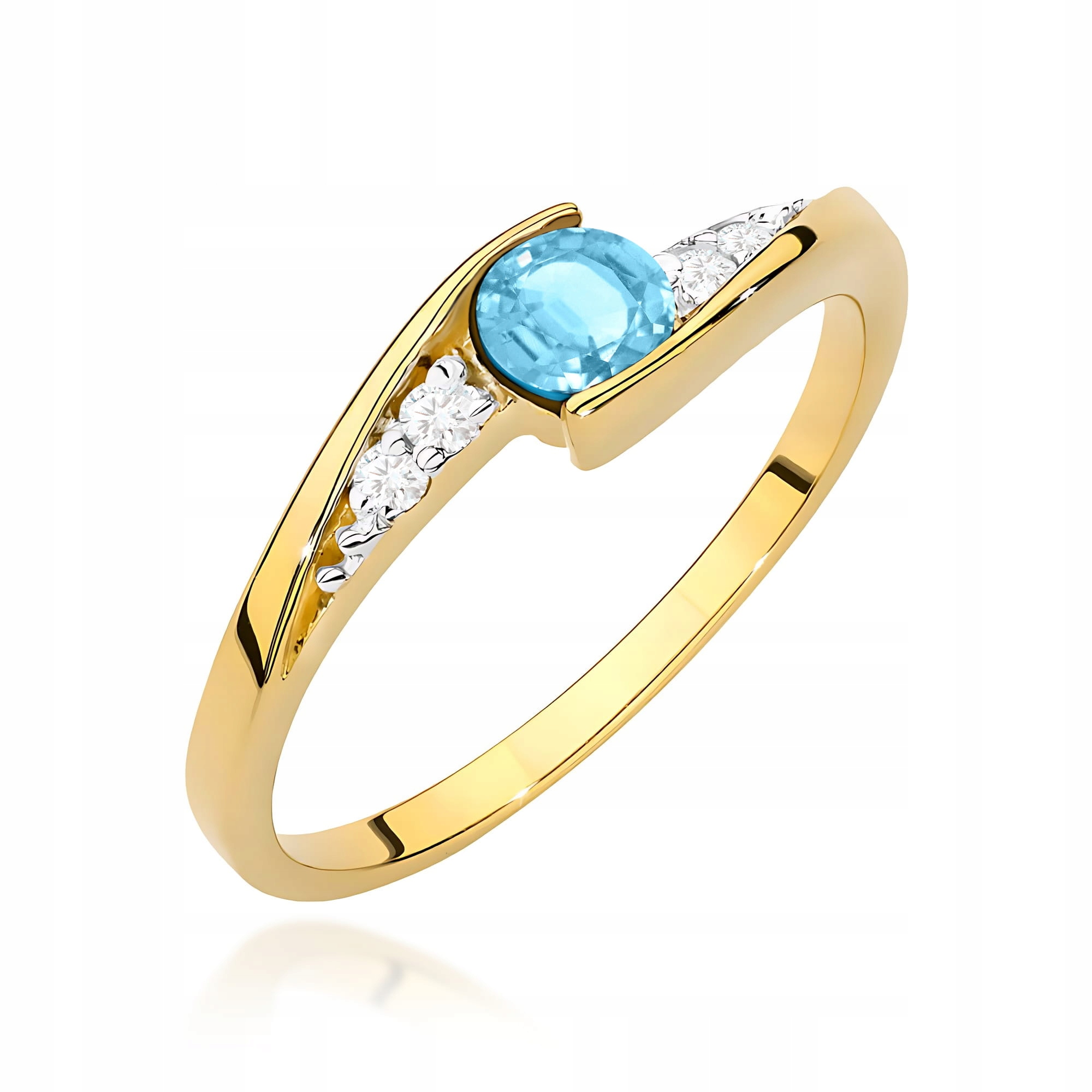 Zlatý prstýnek 585 s topazem Swiss a diamanty 0.25 ct, zásnubní, módní