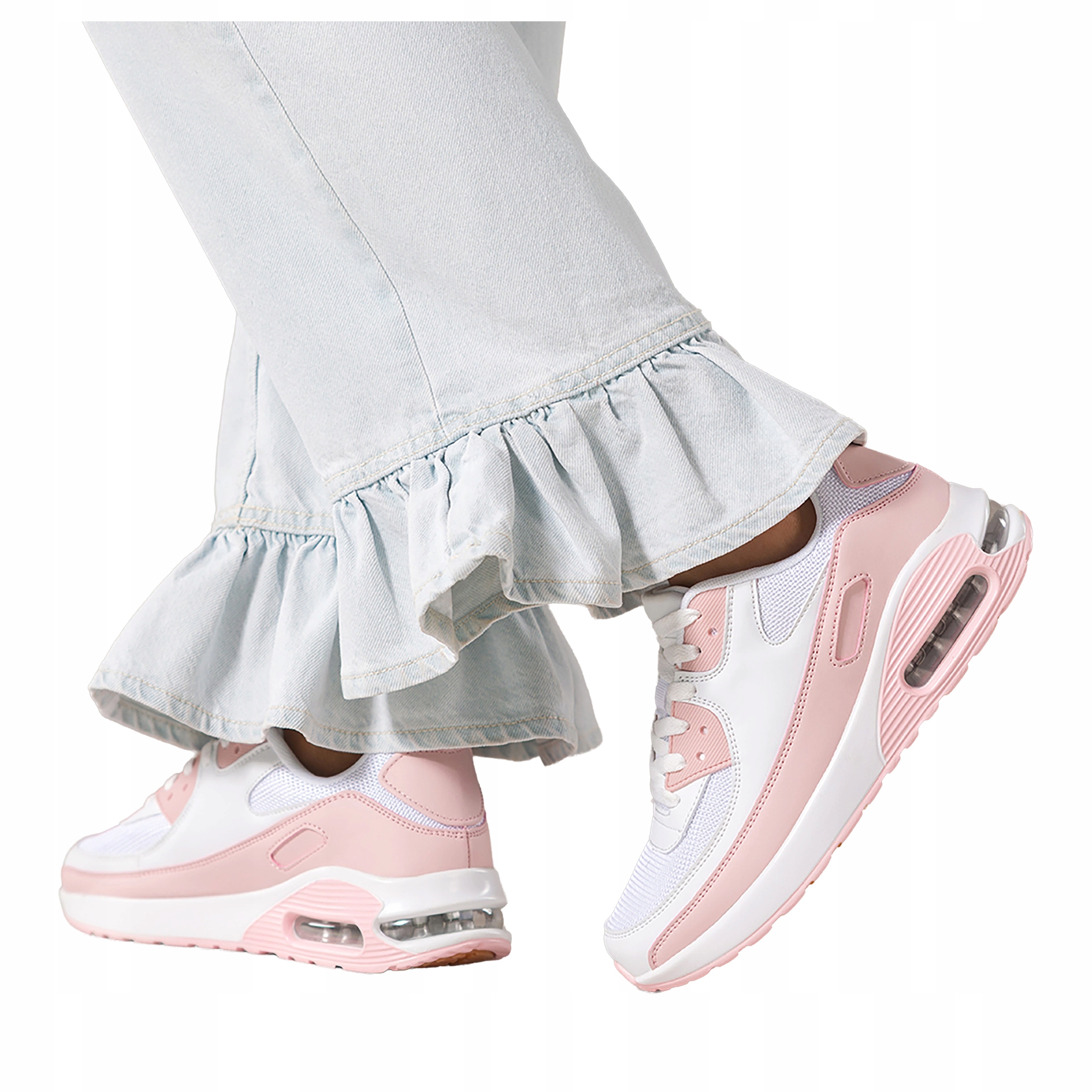 Dámské bílé tenisky Na Koturně, šněrovací, růžové, Modní Vložky, velikost 36