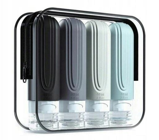 Ecarla Zestaw pojemników podróżnych Szare 4 x 90 ml