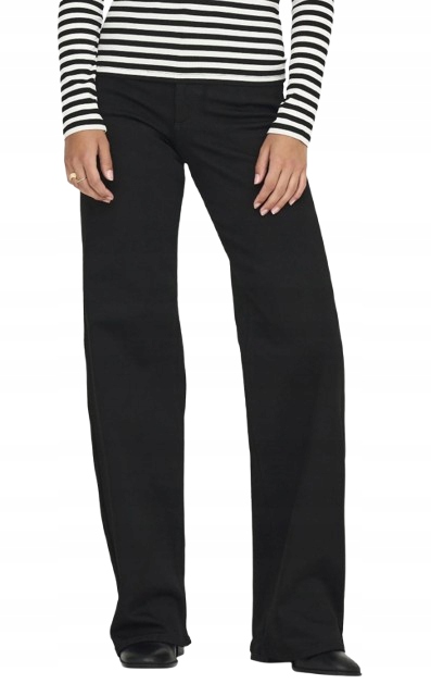 Only Černé Džíny Zvony Vysoký Pas Rovné Nohavice XL/34 J_a