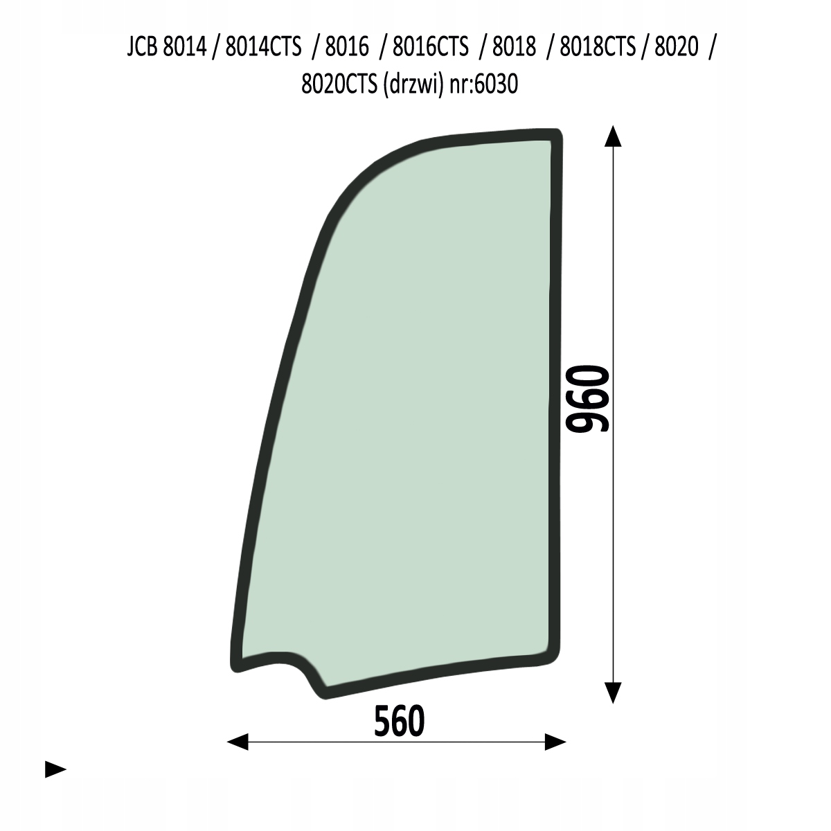 SZYBA DO DRZWI JCB 8014 8016 8018 8020 CTS