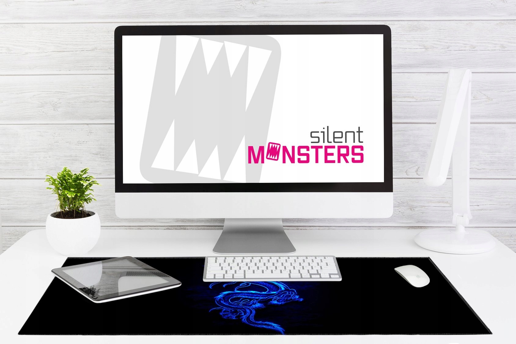 SILENT MONSTERS Podkładka Pod Myszkę XXL 900x400mm Niebieski Smok Gaming — miniatura 8