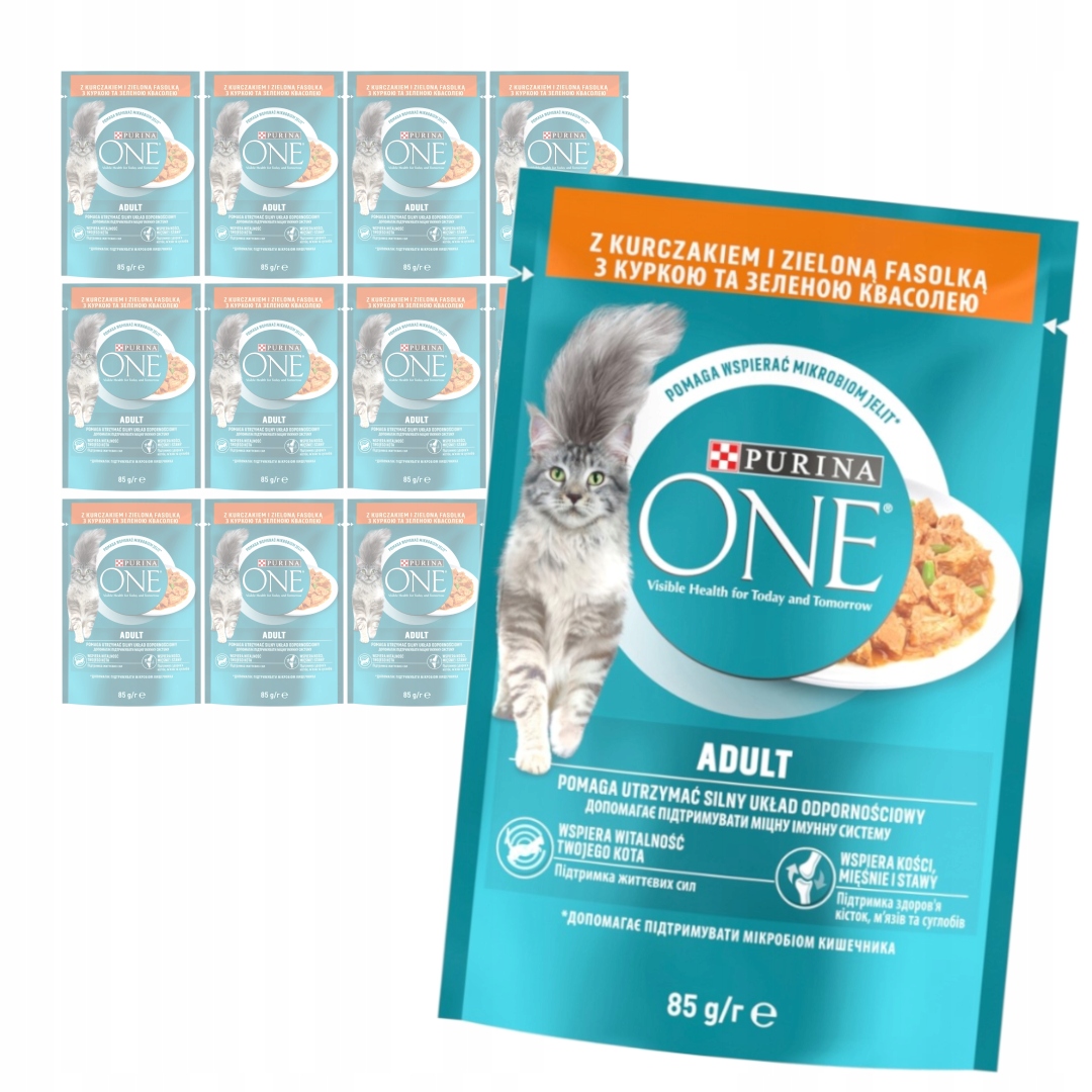 Levně Purina One Adult 12x85 g Mokré Krmivo Pro Kočky s kuřecím masem a zelenými fazolkami