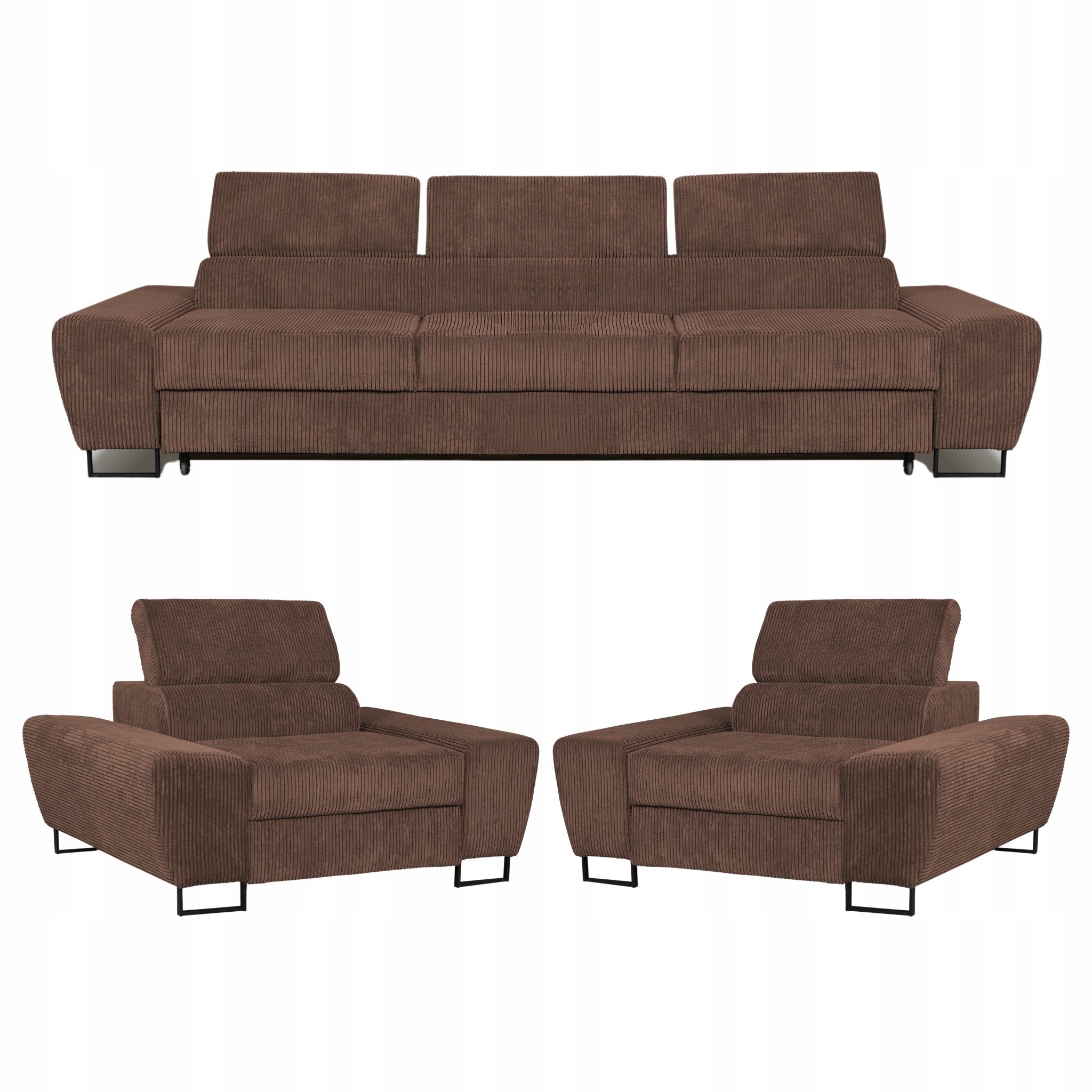 Sada sedacího nábytku do obývacího pokoje Savio Sofa 3os křesla hnědá Family Meble