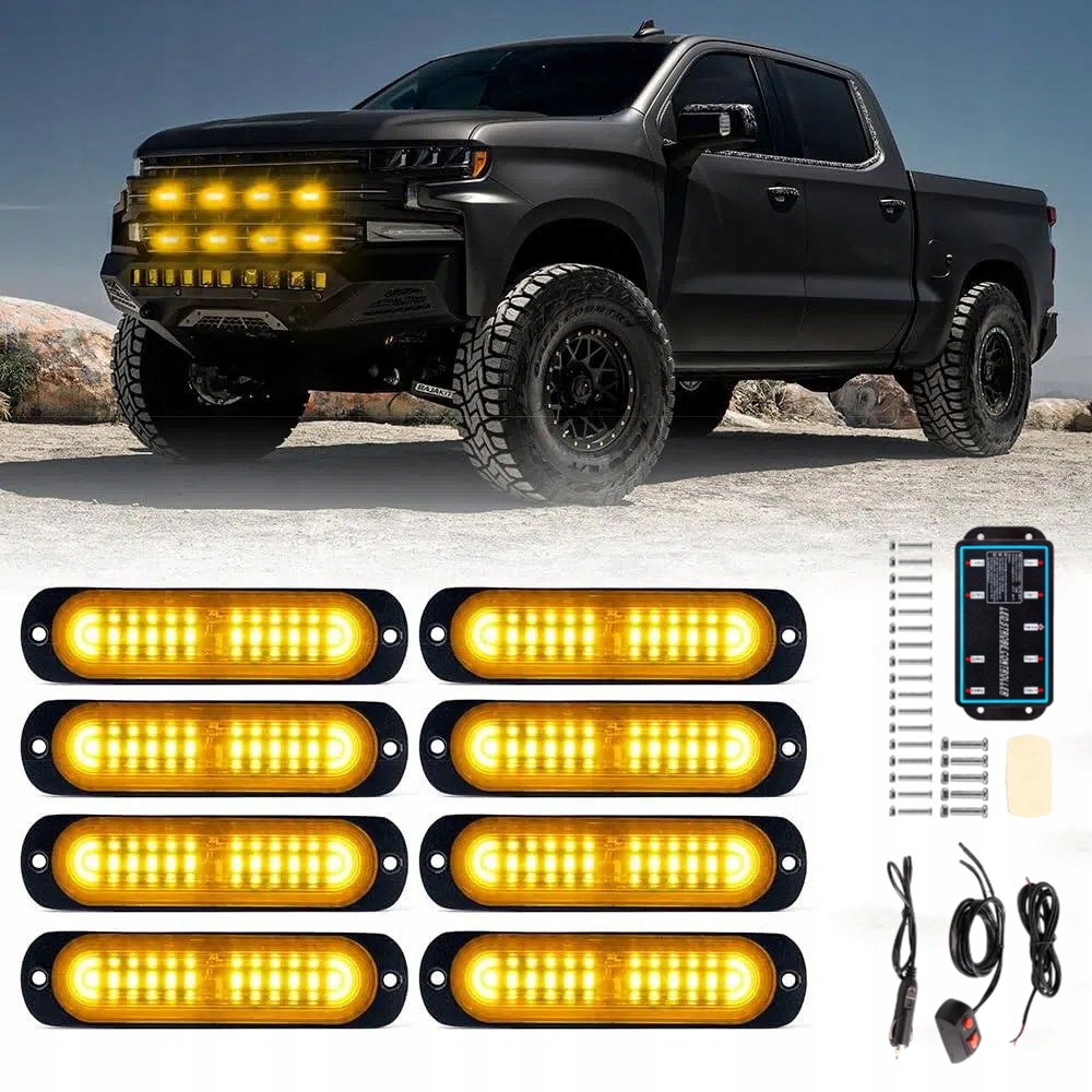 8X Výstražná Led Světla Autopřepravník Silniční Světla Stroboskop Pomoc 12V 24V