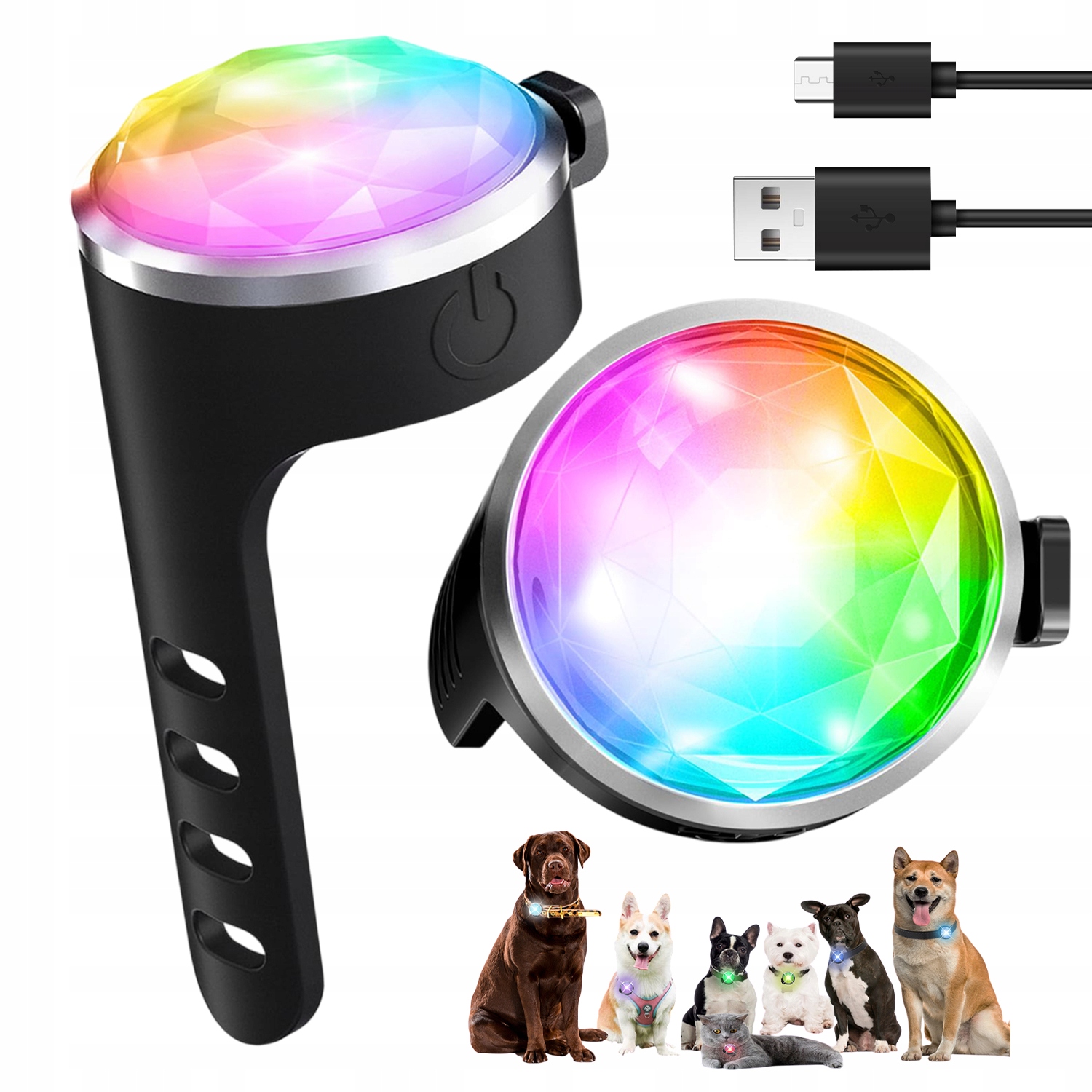 Levně 2KS Akumulátorový Obojek Se Světlem Pro Psa IP65 Nabíjecí Kabel x2