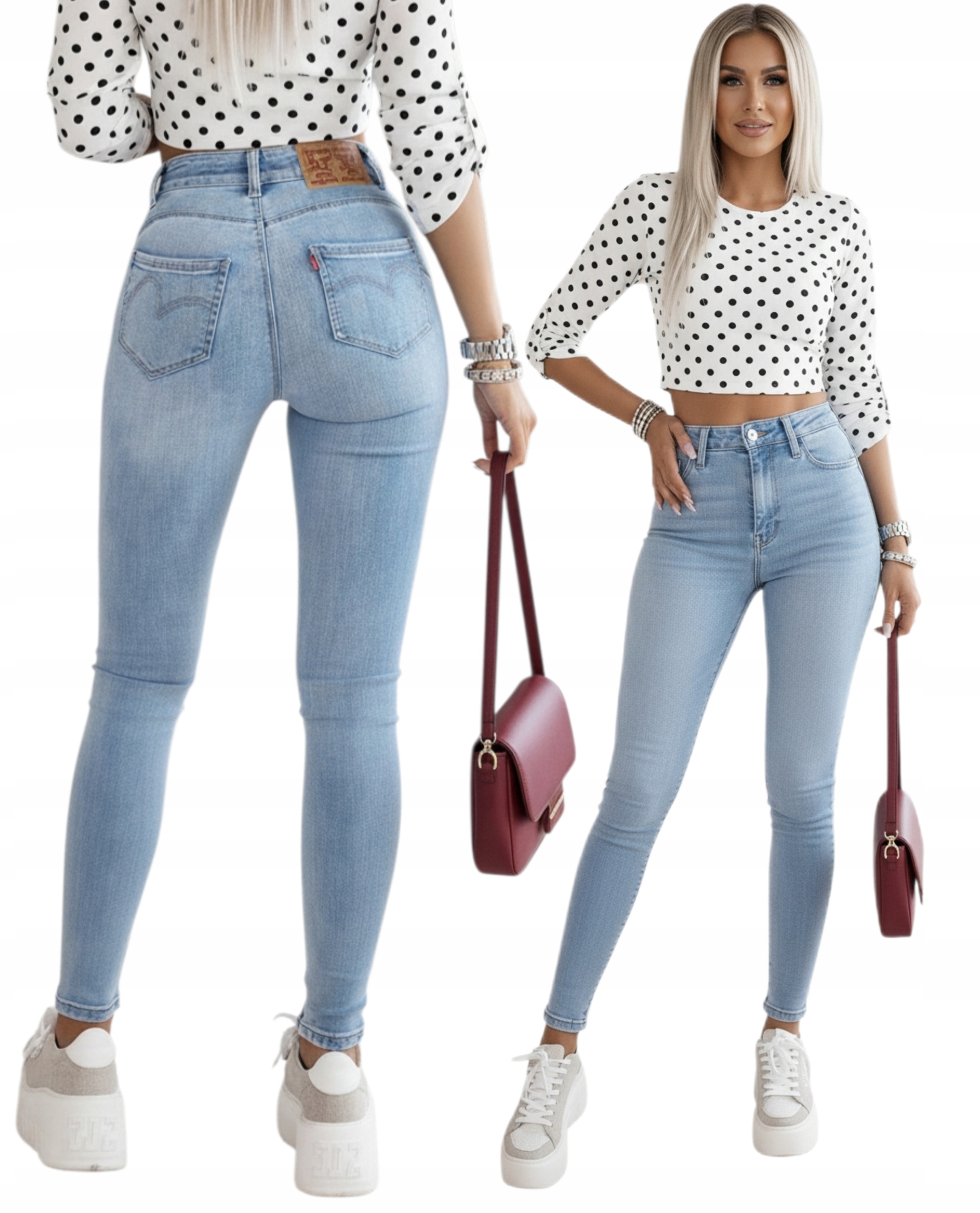 Kultovní Dámské Džíny Úzké Nohavice Push Up Světle Modré vel. XL  42