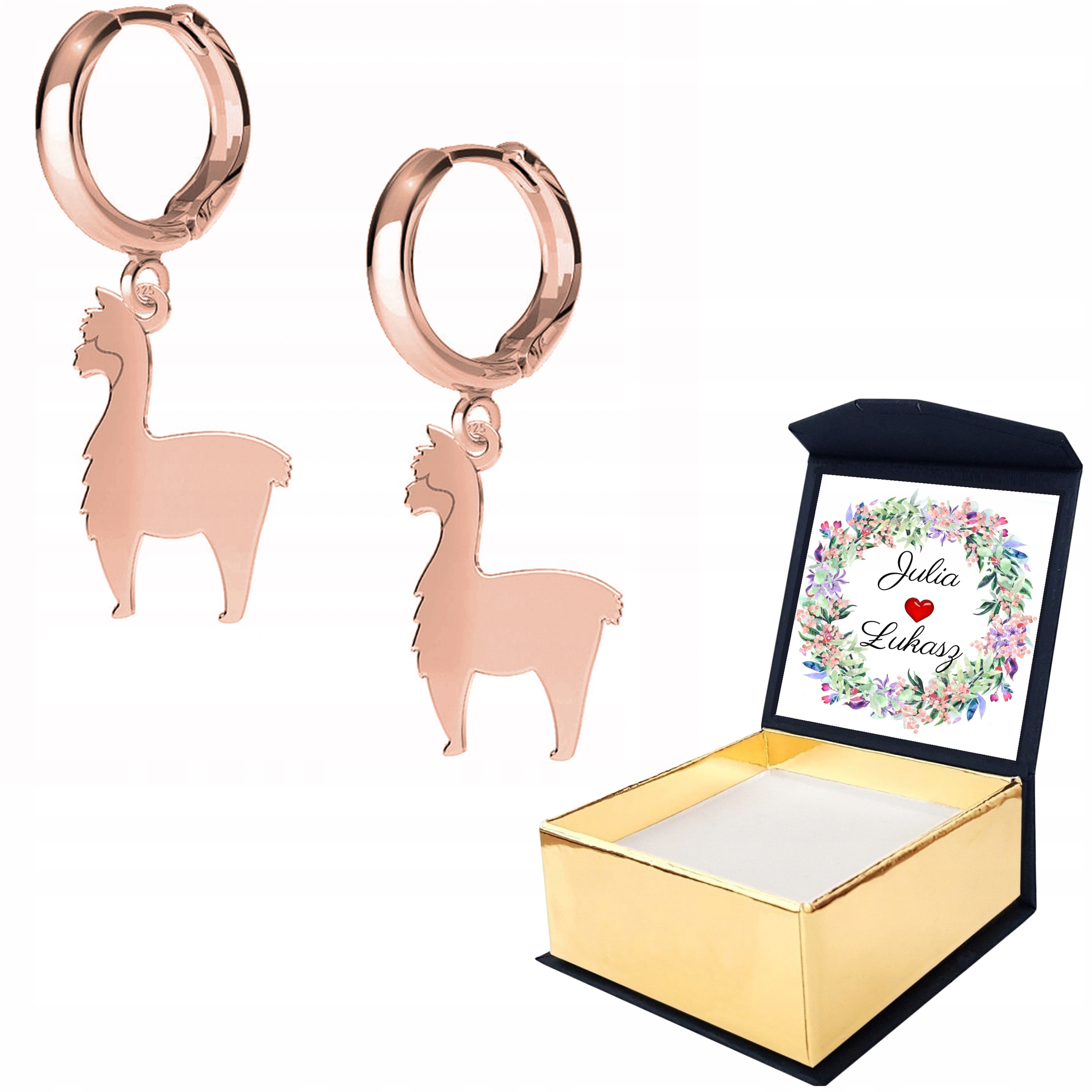 Náušnice růžové zlato Alpaka 925 Vlastní Potisk