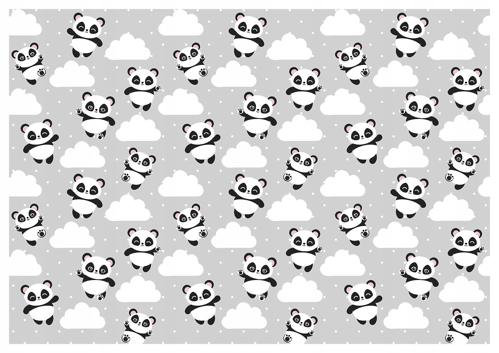 Fototapeta Pandy v oblacích šedo-bílá do dětského pokoje 250x175 lepidlo