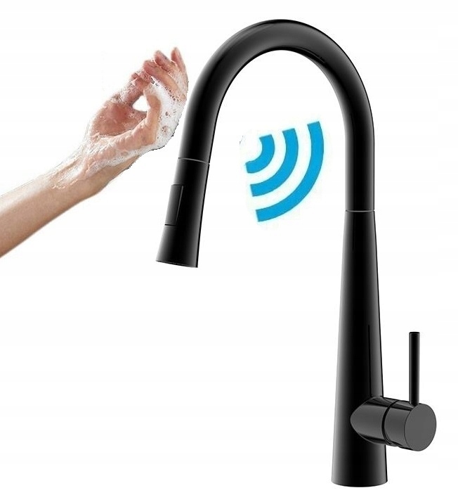 Kuchynská batéria dotyková čierna Oceľový výtok Ww Bk