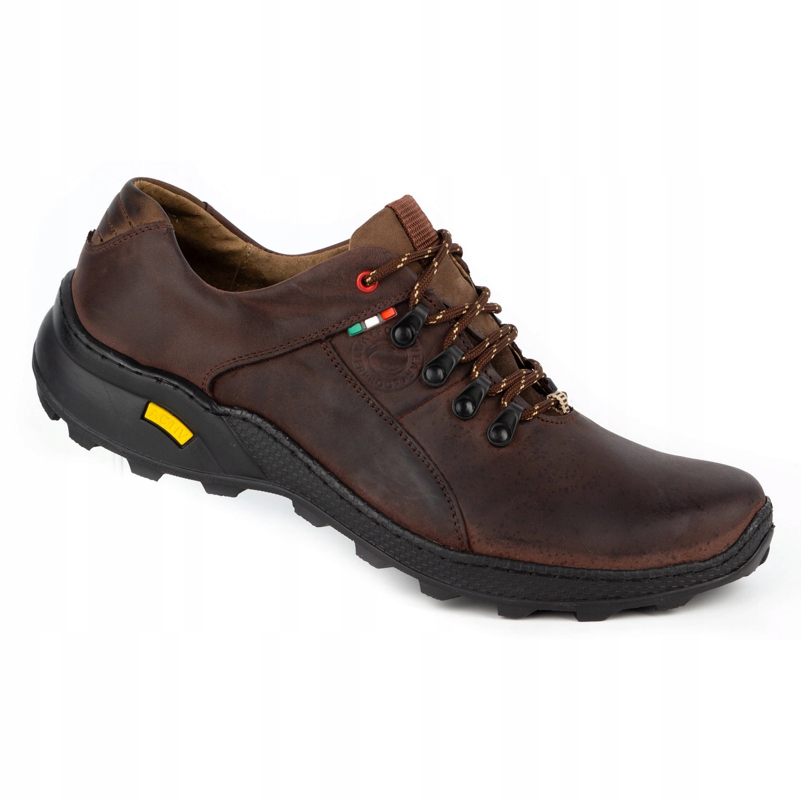 Pánské trekové kožené šněrovací boty Polské 296GT hnědé 40