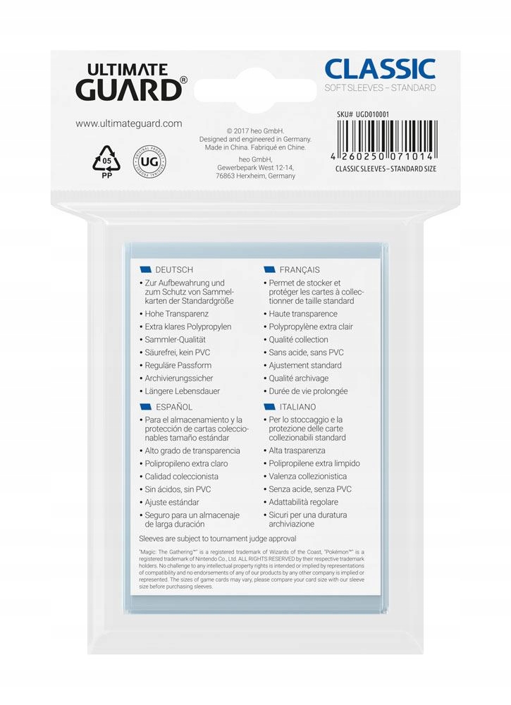 PRZEZROCZYSTE KOSZULKI na karty POKEMON MTG PIŁKARSKIE Yu-Gi-Oh TCG x 100 Producent Ultimate Guard