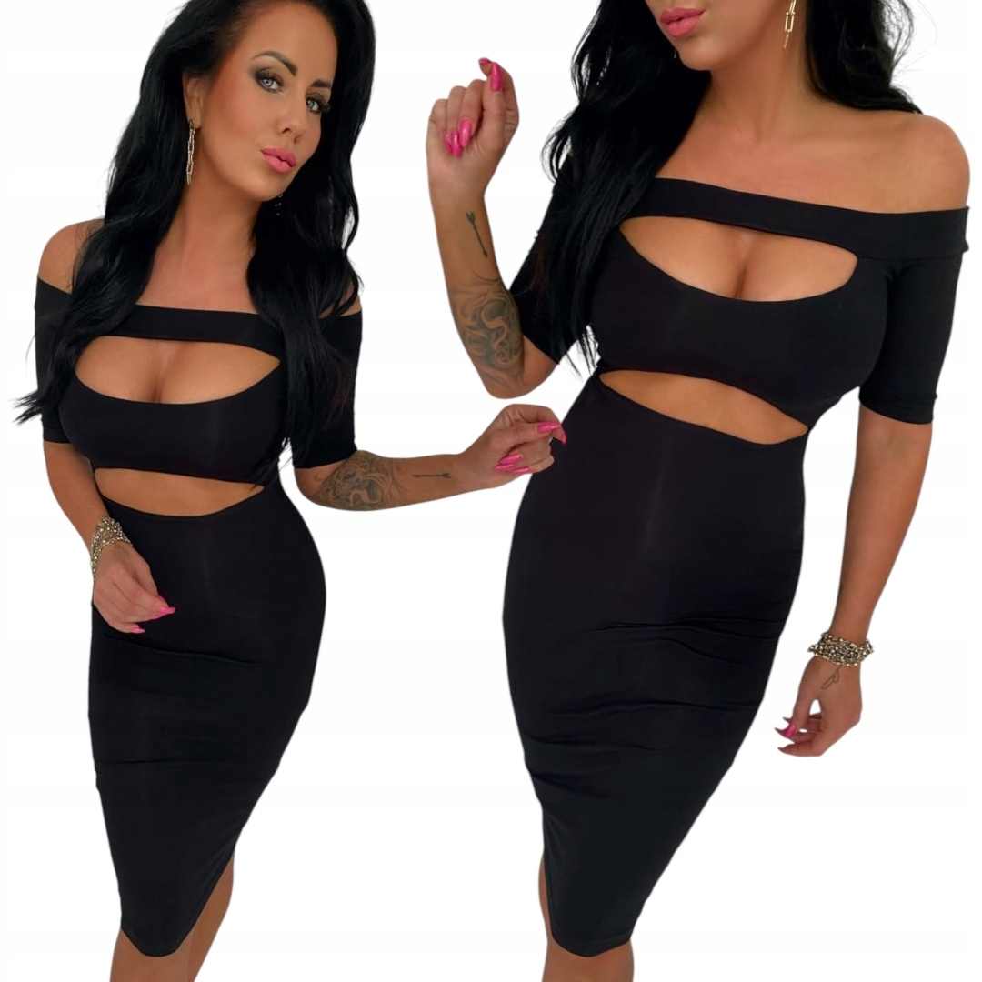 LipMar sexy šaty sukně s pruhy, odhalená ramena, výstřih, velikost L 40