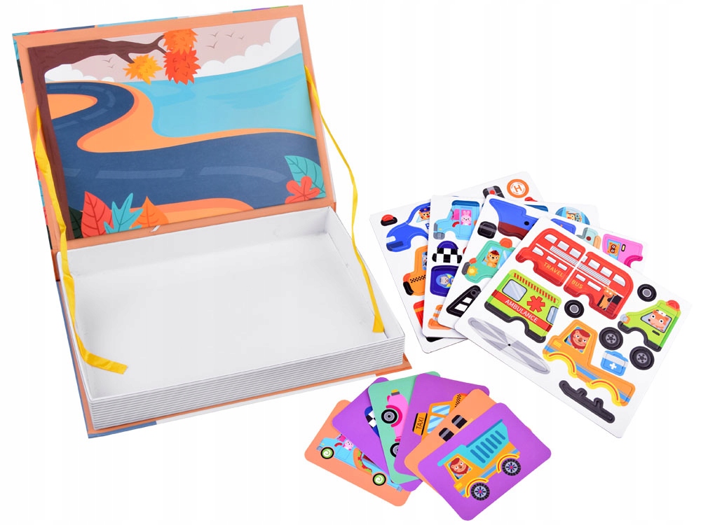 Książka układanka magnetyczna POJAZDY 66ele Marka Jokomisiada