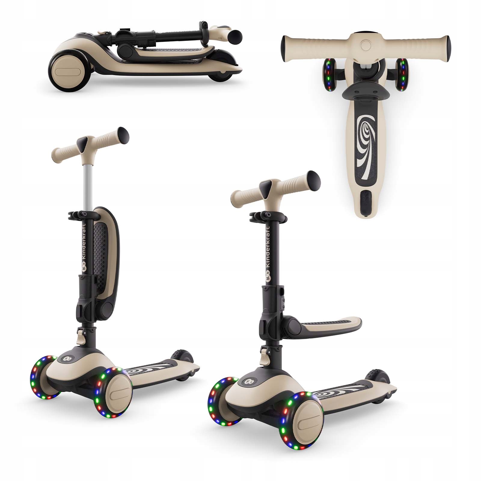 Hulajnoga Trójkołowa Z Siedziskiem Koła Led Balansowa Halley 2 Kinderkraft