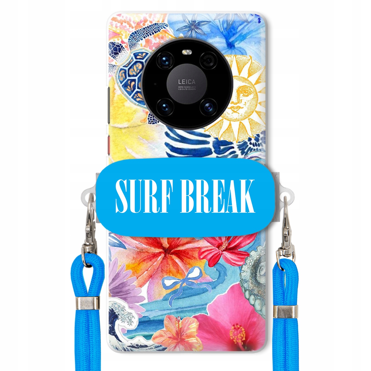 Puzdro pre Huawei Mate 40 Pro Vodítko Crossbody Blue Držiak Surf Break na dovolenku