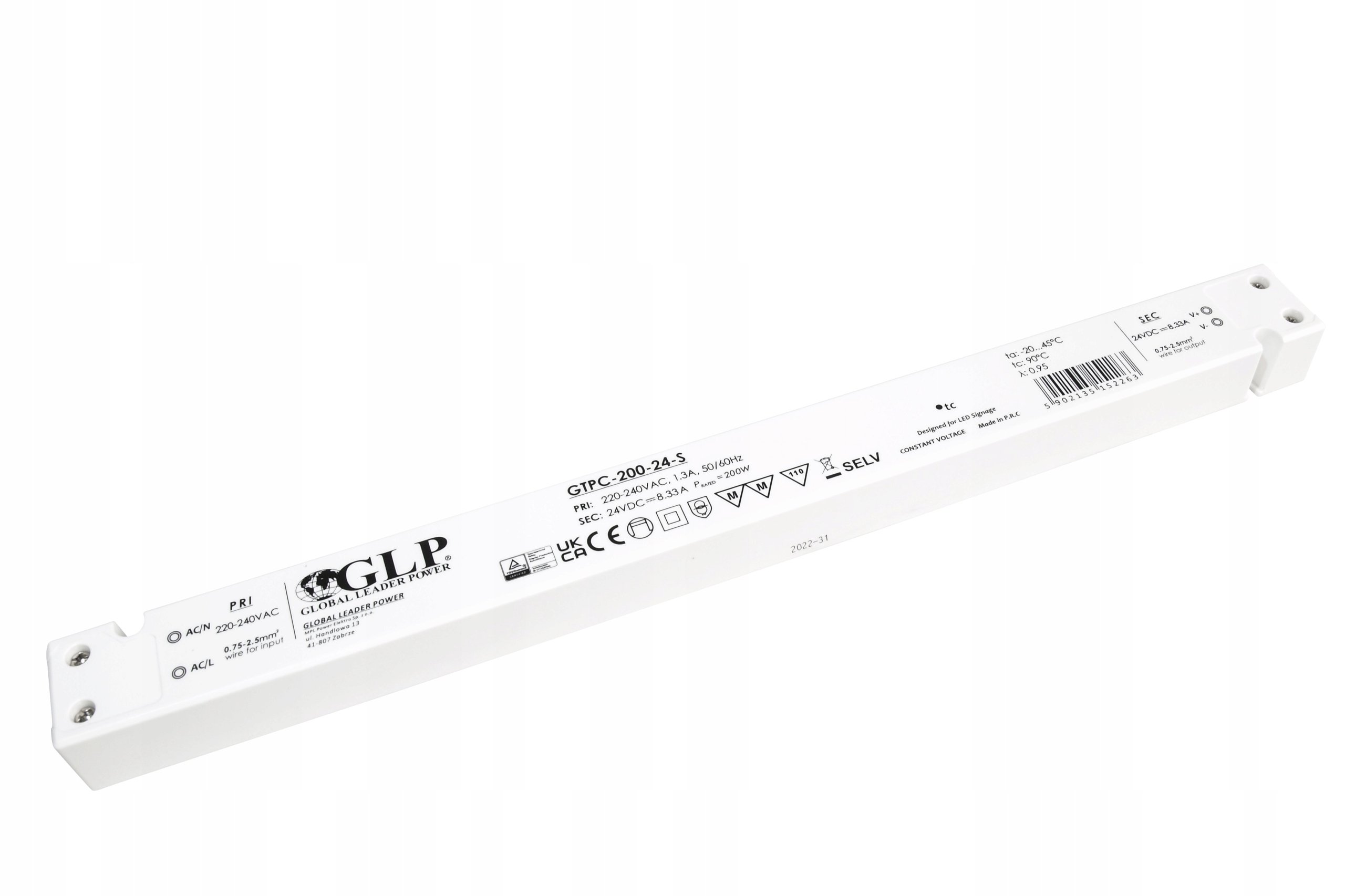 Led zdroj 24V 200W slim s Pfc – Glp GTPC-200-24-S (ultratenký)