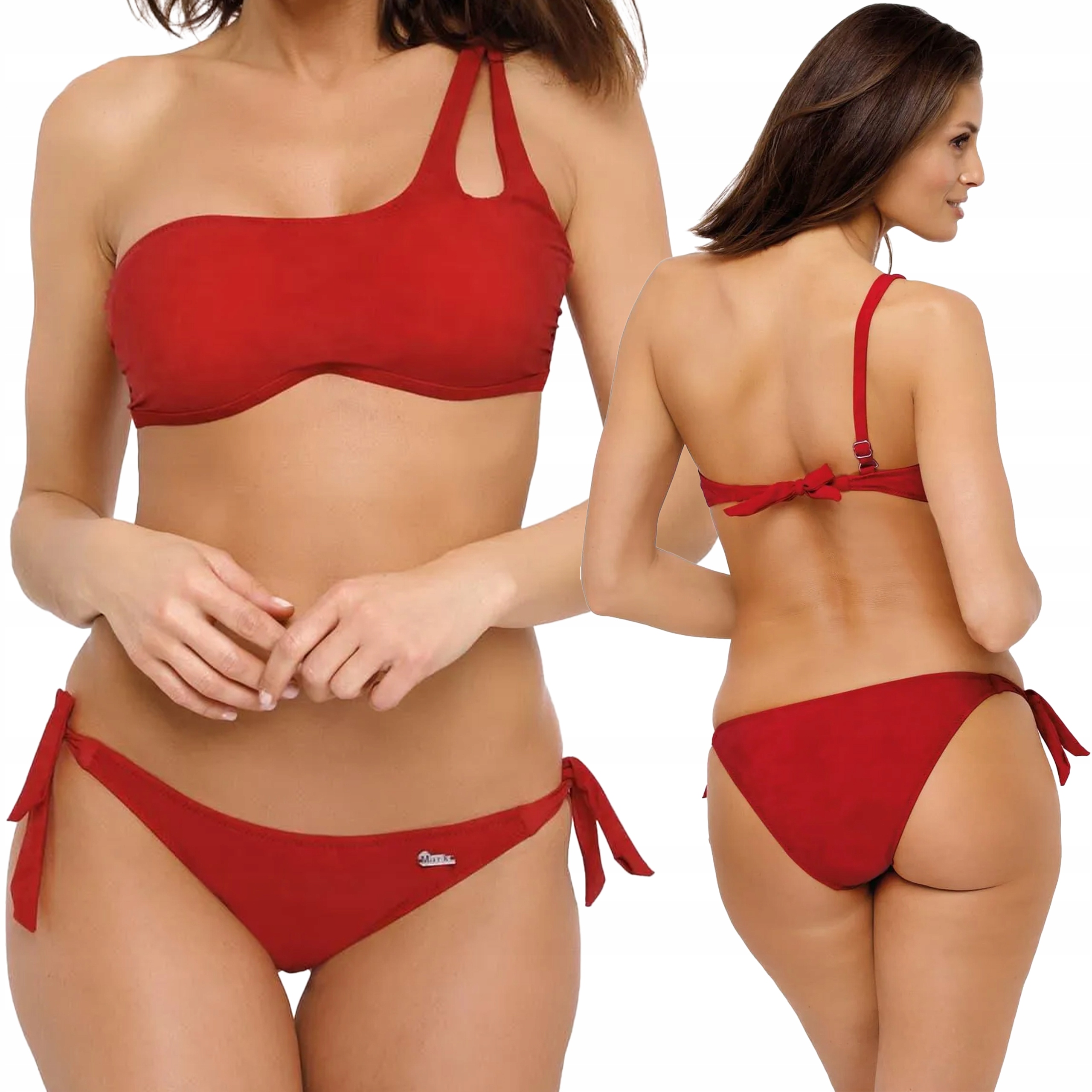 Dvoudílný kostým na jedno rameno Sabrina M-524 S červený