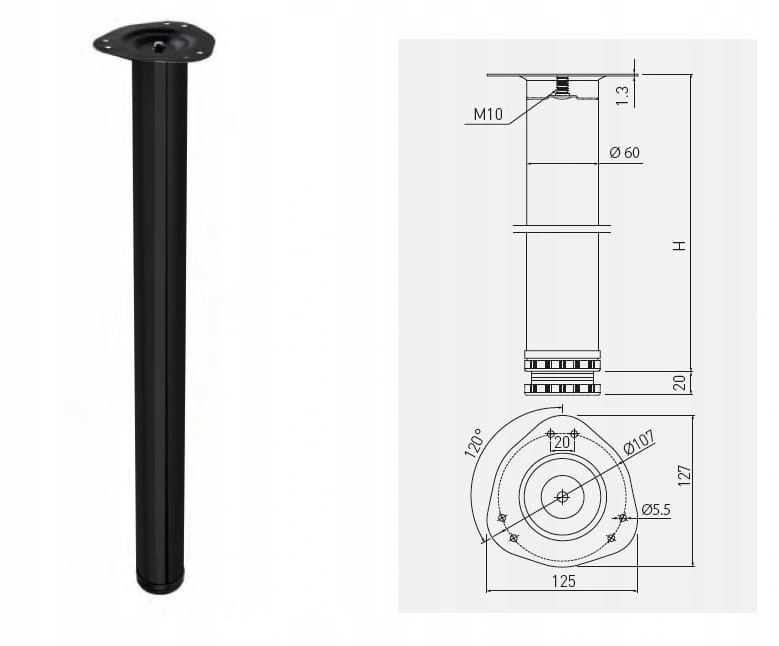 NOGi DO STOŁU BIURKA GAMINGOWE REGULACJA CZARNE 71 Wysokość produktu 71 cm