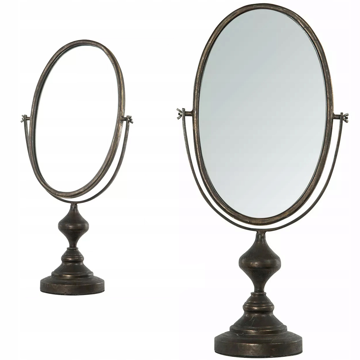 Stojanové Zrkadlo Na Toaletu Na Make-up Zlaté Retro Veľké 66 cm výklopné oválne